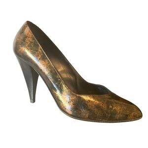 Vintage Y2K 90's CASADEI Bronze and Black Marble Pump Heels Shoes 40 10